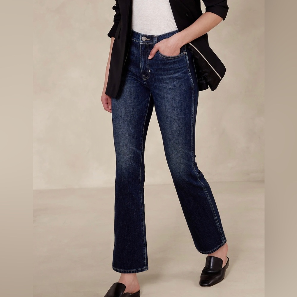 NWT Banana Republic High Rise Cropped Bootcut Jeans 34 18 Tall